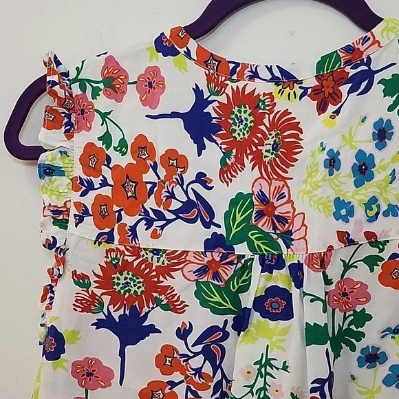 Boden Flame Scarlet Diamond Terrace Alicia Red and Pink Floral Blouse Size 8 - Picture 13 of 16